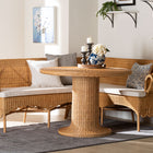 bali & pari Rashtin Bohemian Light Honey Rattan 3-Piece Dining Nook Set