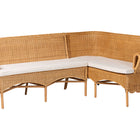 bali & pari Tamara Bohemian Light Honey Rattan 2-Piece Dining Nook Bench Set