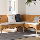 bali & pari Tamara Bohemian Light Honey Rattan 2-Piece Dining Nook Bench Set