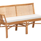 bali & pari Ceona 3-Piece Natural Rattan Dining Nook Set - L-Shaped Banquette Seating with Cushions and Wicker Table with Scallop Edge, Boho Coastal Style Dining
