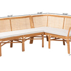 bali & pari Adede 2-Piece Natural Rattan Corner Bench Set - Handwoven Wicker L-Shaped Dining Nook Seating with Cushions, Boho Coastal Style Banquette for Kitchen, Dining or Sunroom