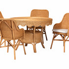 bali & pari Tucson 5-Piece Rattan Dining Set - Round Wicker Table with Scallop Edge and 4 Armchairs, Handwoven Boho Coastal Style for Dining, Kitchen or Sun Room, Light Honey