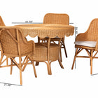 bali & pari Tucson 5-Piece Rattan Dining Set - Round Wicker Table with Scallop Edge and 4 Armchairs, Handwoven Boho Coastal Style for Dining, Kitchen or Sun Room, Light Honey