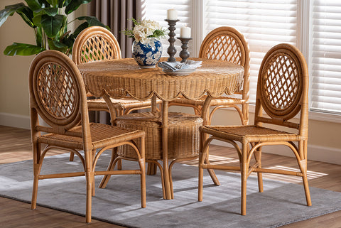 Troy Natural Rattan Dining Set