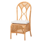 bali & pari Tony 5-Piece Natural Rattan Dining Set with Round Scalloped Edge Table and 4 Chairs, Handwoven Wicker Dining Furniture with Cushioned Seats, Boho Coastal Kitchen or Dining Room Set