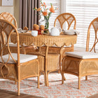 bali & pari Tony 5-Piece Natural Rattan Dining Set with Round Scalloped Edge Table and 4 Chairs, Handwoven Wicker Dining Furniture with Cushioned Seats, Boho Coastal Kitchen or Dining Room Set
