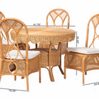 bali & pari Tony 5-Piece Natural Rattan Dining Set with Round Scalloped Edge Table and 4 Chairs, Handwoven Wicker Dining Furniture with Cushioned Seats, Boho Coastal Kitchen or Dining Room Set