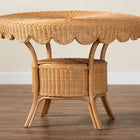 bali & pari Abena Bohemian Scalloped Light Honey Rattan Dining Table