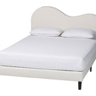 Baxton Studio Dalton Boucle Upholstered Platform Bed - Soft Fabric Queen Size Bed Frame with Headboard, Minimalist Design, Cream