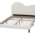 Baxton Studio Dalton Boucle Upholstered Platform Bed - Soft Fabric Queen Size Bed Frame with Headboard, Minimalist Design, Cream