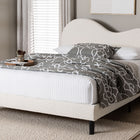 Baxton Studio Dalton Boucle Upholstered Platform Bed - Soft Fabric Queen Size Bed Frame with Headboard, Minimalist Design, Cream