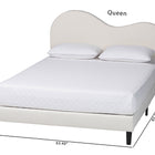 Baxton Studio Dalton Boucle Upholstered Platform Bed - Soft Fabric Queen Size Bed Frame with Headboard, Minimalist Design, Cream