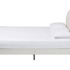 Baxton Studio Pelagia Boucle Upholstered Platform Bed - Soft Fabric Queen Size Bed Frame with Padded Headboard, Minimalist Design, Cream
