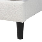 Baxton Studio Pelagia Boucle Upholstered Platform Bed - Soft Fabric Queen Size Bed Frame with Padded Headboard, Minimalist Design, Cream