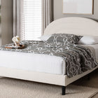 Baxton Studio Pelagia Boucle Upholstered Platform Bed - Soft Fabric Queen Size Bed Frame with Padded Headboard, Minimalist Design, Cream