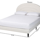 Baxton Studio Pelagia Boucle Upholstered Platform Bed - Soft Fabric Queen Size Bed Frame with Padded Headboard, Minimalist Design, Cream