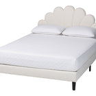 Baxton Studio Albion Boucle Upholstered Platform Bed - Soft Fabric Queen Size Bed Frame with Padded Headboard, Minimalist Design, Cream