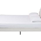 Baxton Studio Albion Boucle Upholstered Platform Bed - Soft Fabric Queen Size Bed Frame with Padded Headboard, Minimalist Design, Cream