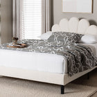 Baxton Studio Albion Boucle Upholstered Platform Bed - Soft Fabric Queen Size Bed Frame with Padded Headboard, Minimalist Design, Cream