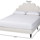 Baxton Studio Albion Boucle Upholstered Platform Bed - Soft Fabric Queen Size Bed Frame with Padded Headboard, Minimalist Design, Cream