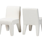Baxton Studio Helios Boucle Dining Chair Set of 2 - Modern Armless Upholstered Accent Chair, Soft White, Minimalist Design