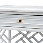 bali & pari Tiaret Natural Rattan Nightstand with Drawer and Shelves - Chippendale-Style Bedside Table for Bedroom or Coastal Living Spaces, White