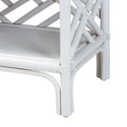 bali & pari Tiaret Natural Rattan Nightstand with Drawer and Shelves - Chippendale-Style Bedside Table for Bedroom or Coastal Living Spaces, White