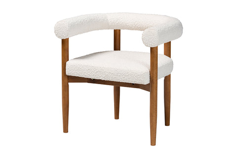 Baxton Studio Caia Boucle Dining Chair - Modern Upholstered Accent Armchair, Cream, Minimalist Design