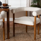 Baxton Studio Caia Boucle Dining Chair - Modern Upholstered Accent Armchair, Cream, Minimalist Design