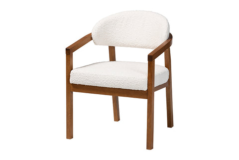 Baxton Studio Biana Boucle Dining Chair - Modern Upholstered Accent Armchair, Cream, Minimalist Design