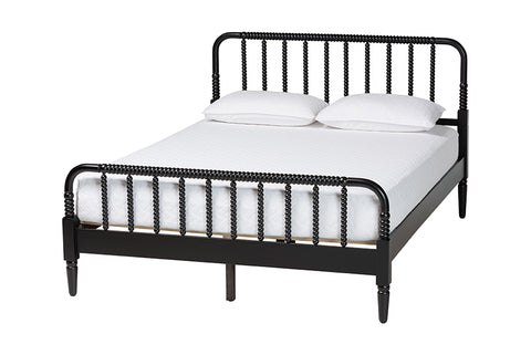 Baxton Studio Braith Farmhouse Black Spindle Wood Queen Size Platform Bed