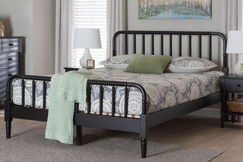 Baxton Studio Braith Farmhouse Black Spindle Wood King Size Platform Bed