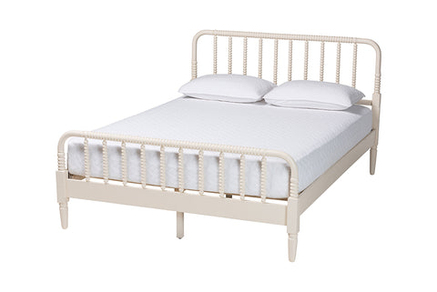 Baxton Studio Braith Farmhouse Ivory Spindle Wood King Size Platform Bed