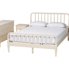 Baxton Studio Braith Farmhouse Ivory Spindle Wood King Size 4-Piece Bedroom Set with Two Nightstands