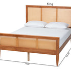 Baxton Studio Walthard Mid-Century Light Walnut King Platform Bed with Woven Rattan