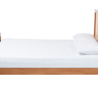 Baxton Studio Walthard Mid-Century Light Walnut King Platform Bed with Woven Rattan