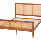 Baxton Studio Walthard Mid-Century Light Walnut King Platform Bed with Woven Rattan