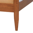 Baxton Studio Walthard Mid-Century Light Walnut King Platform Bed with Woven Rattan