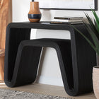 bali & pari Abebi Black Rattan Console Table - Modern Accent Table with Waterfall Silhouette and Open Hairpin Legs, Boho Coastal Style for Entryway, Hallway, or Living Room