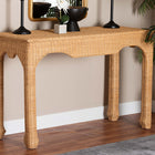 bali & pari Abena Handwoven Natural Rattan Console Table - Ming Style Wicker Accent Table or Sofa Table, Boho Coastal Style Furniture for Hallway, Living Room or Foyer