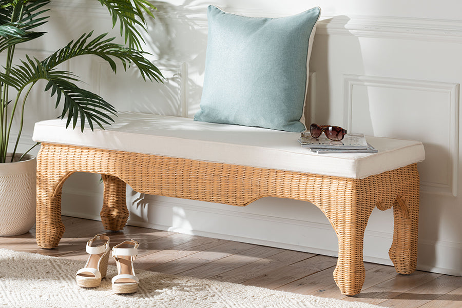 Abena Ming Style Natural Rattan Bench