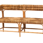 bali & pari Adisa Natural Rattan Bench - Handcrafted Banquette with Woven Seagrass Seat and Back, Coastal Boho Accent Seating for Entryway, Dining or Living Room