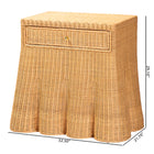 bali & pari Chica Scalloped Natural Rattan Console Table with Drawer - Handwoven Wicker Accent Table with Flared Skirt, Coastal Boho Style for Entryway or Living Room, Rectangle