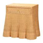 bali & pari Chica Scalloped Natural Rattan Console Table with Drawer - Handwoven Wicker Accent Table with Flared Skirt, Coastal Boho Style for Entryway or Living Room, Rectangle