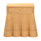 bali & pari Chica Scalloped Natural Rattan Console Table with Drawer - Handwoven Wicker Accent Table with Flared Skirt, Coastal Boho Style for Entryway or Living Room, Rectangle