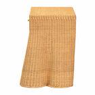 bali & pari Chica Scalloped Natural Rattan Console Table with Drawer - Handwoven Wicker Accent Table with Flared Skirt, Coastal Boho Style for Entryway or Living Room, Rectangle