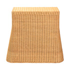 bali & pari Chica Scalloped Natural Rattan Console Table with Drawer - Handwoven Wicker Accent Table with Flared Skirt, Coastal Boho Style for Entryway or Living Room, Rectangle