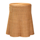 bali & pari Dayo Scalloped Natural Rattan Console Table with Drawer - Handwoven Wicker Accent Table with Flared Skirt, Coastal Boho Style for Entryway or Living Room, Round