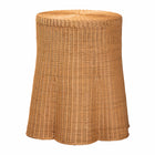 bali & pari Dayo Scalloped Natural Rattan Console Table with Drawer - Handwoven Wicker Accent Table with Flared Skirt, Coastal Boho Style for Entryway or Living Room, Round