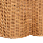 bali & pari Dayo Scalloped Natural Rattan Console Table with Drawer - Handwoven Wicker Accent Table with Flared Skirt, Coastal Boho Style for Entryway or Living Room, Round